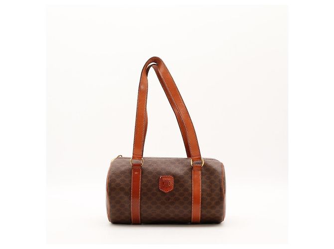 Céline Bolsa Boston Celine Monogram em couro marrom