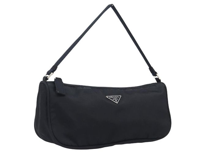 PRADA Accessory Pouch Nylon Black Silver Auth 212103V - Jerrillo