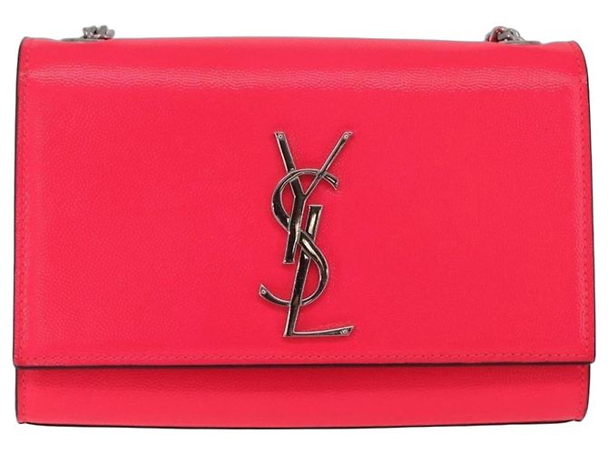 Autre Marque Saint Laurent Chain Shoulder Bag Leather Pink Silver Auth 210941M - Jerrillo