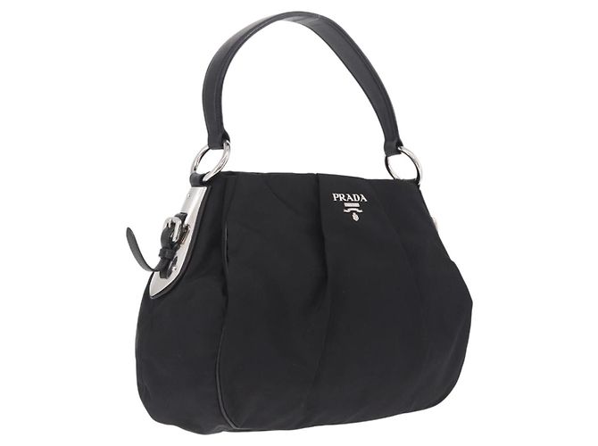 PRADA Shoulder Bag Nylon Black Silver Auth 208419V - Jerrillo