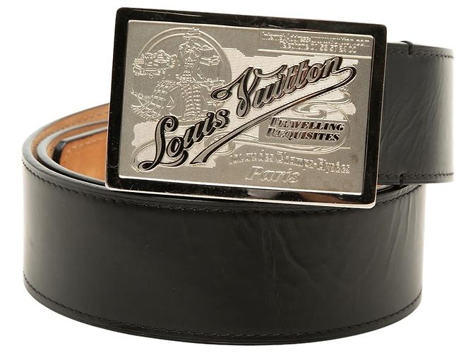 Cinturón Travelling Requisites de piel negra Louis Vuitton
