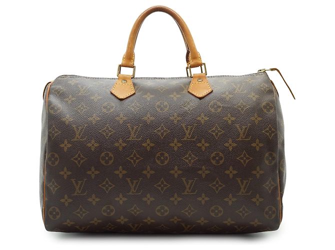 Louis Vuitton Monogram Speedy 35 em canvas marrom e couro