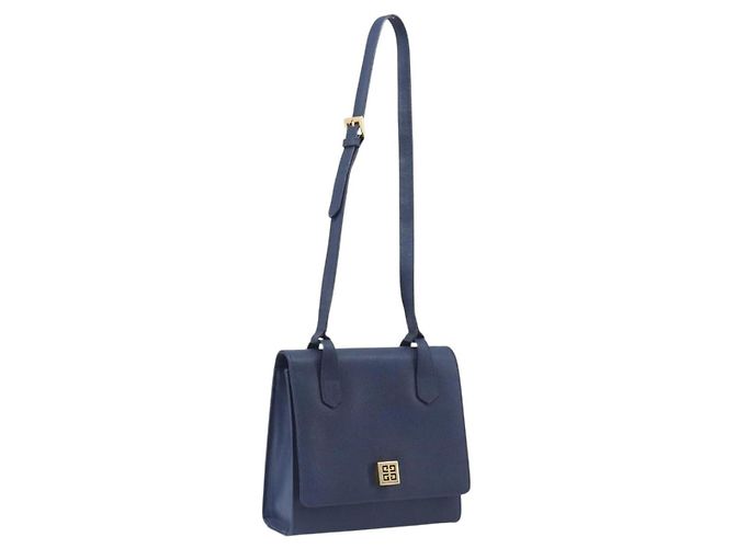GIVENCHY Bolsa de Ombro em Couro Azul Marinho e Dourado Auth BA16683A - Jerrillo