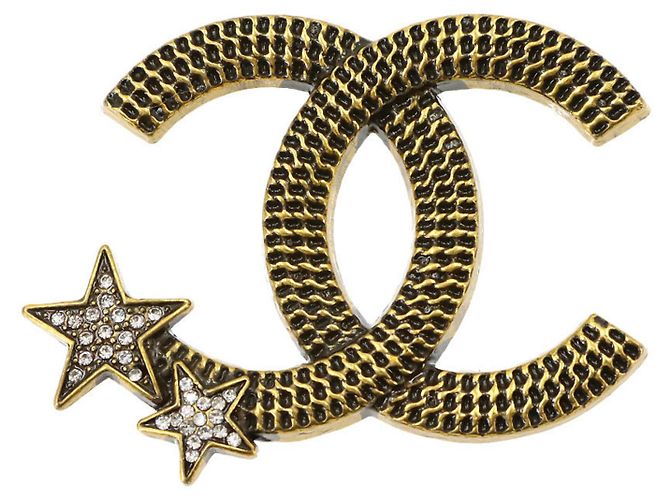 Broche Chanel Coco Mark Star com strass
