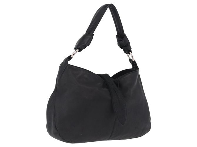 LOEWE Shoulder Bag Leather Black Silver Auth 210669A - Jerrillo