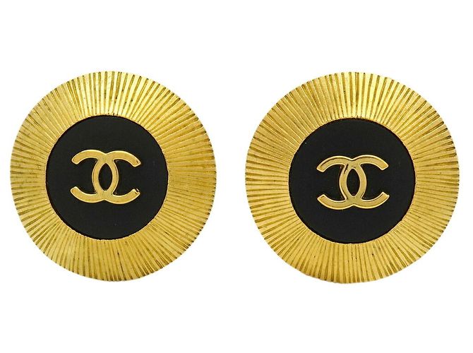 Orecchini a clip Chanel neri e oro