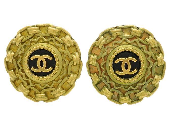 Orecchini a clip Chanel neri e oro