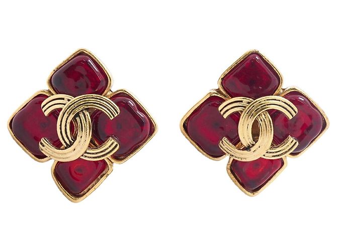 Orecchini a clip Chanel Oro e Rosso