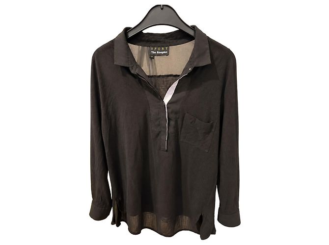 The Kooples Camicia nera in seta e cotone