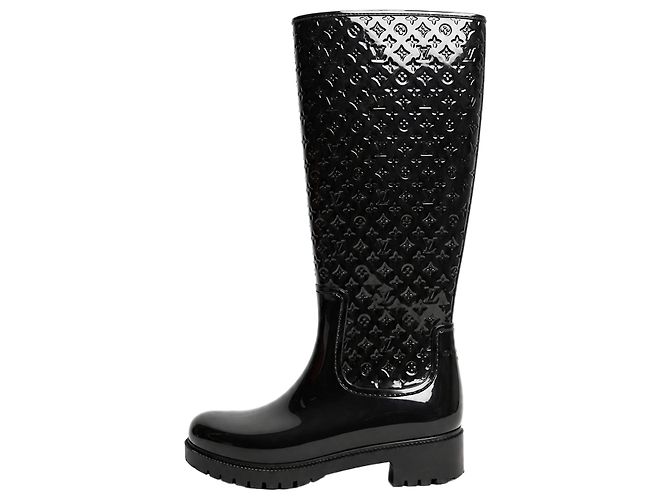 Louis Vuitton Black embossed Monogram Drops rain boots - size EU 36
