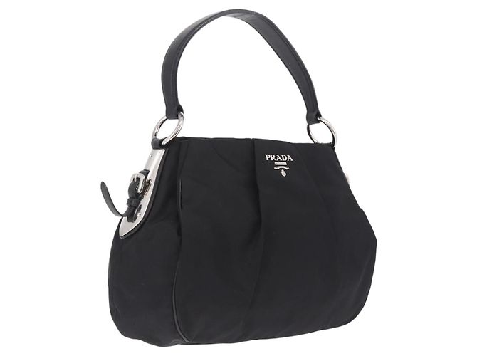 PRADA Shoulder Bag Nylon Black Silver