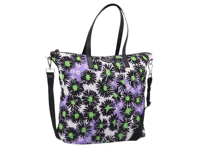 PRADA Tote Bag Nylon 2way Roxo Prata