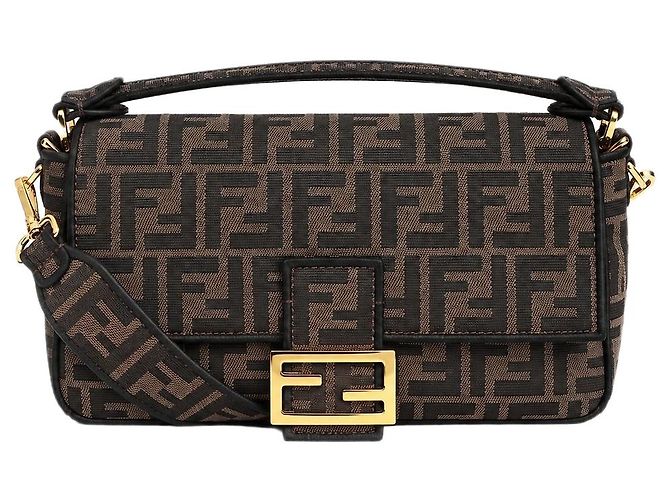 Fendi Bolso de hombro Baguette en jacquard FF marrón