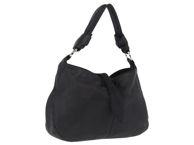 LOEWE Shoulder Bag Leather Black Silver