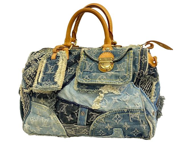 Sac à main Louis Vuitton Monogram Denim Patchwork Speedy 30