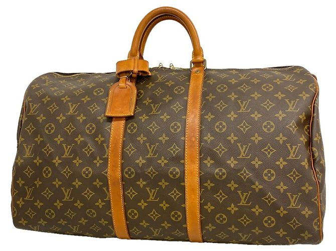 Louis Vuitton Brown Boston Monogram Keepall 55