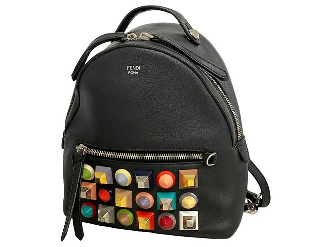 Fendi Black Leather Backpack