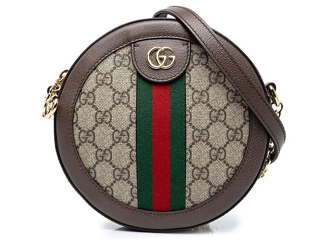 Gucci Mini Sac Bandoulière Rond Ophidia Web GG Supreme Beige