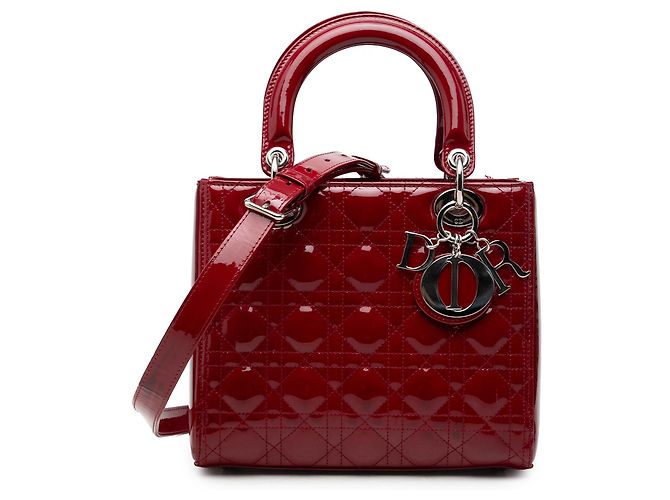 Dior Red Medium Patent Cannage Lady Dior