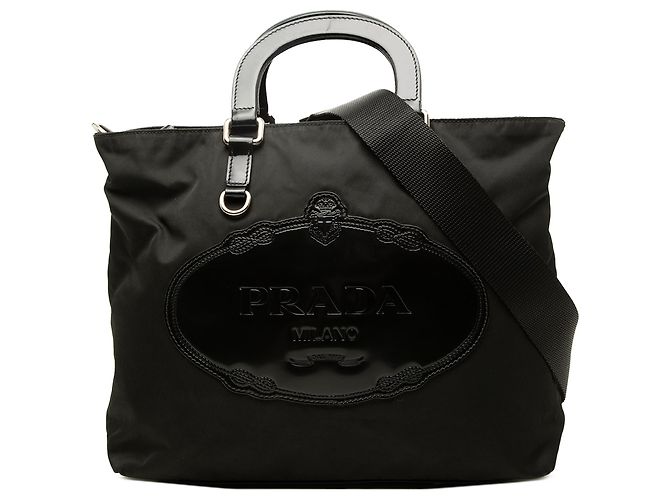 Sac à main Prada en Tessuto Canapa noir avec logo