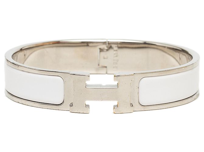 Bracciale Hermès Clic H PM in smalto bianco stretto