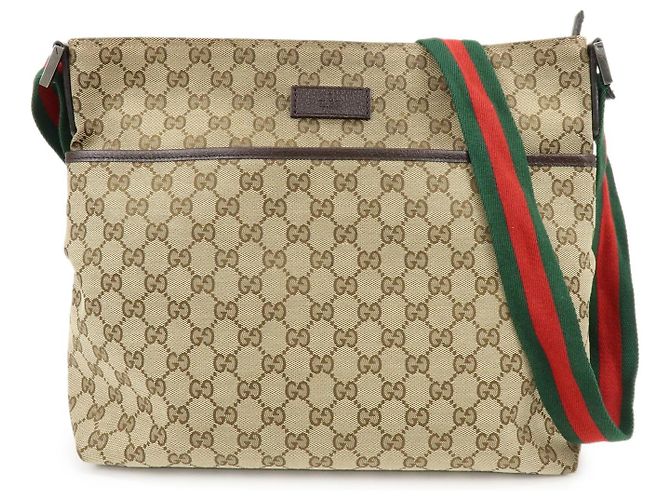 Borsa Messenger Gucci Web Strap Zip GG Canvas Medium