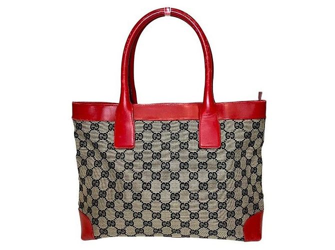 Sac cabas Gucci en toile GG et cuir
