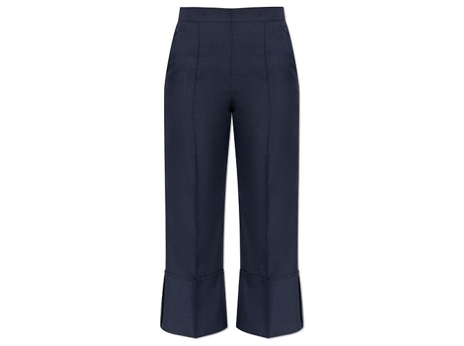 Pantalon culotte Theory bleu marine satiné à plis