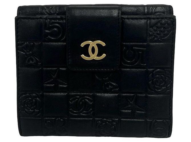 Carteira Bifold Chanel Icon Coco Mark em pele de cordeiro
