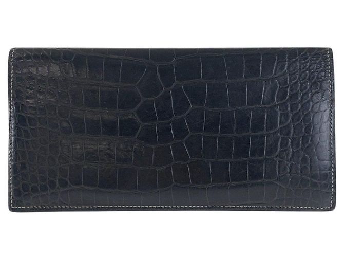 Portefeuille long bi-fold Hermès Mc2 Fleming en alligator