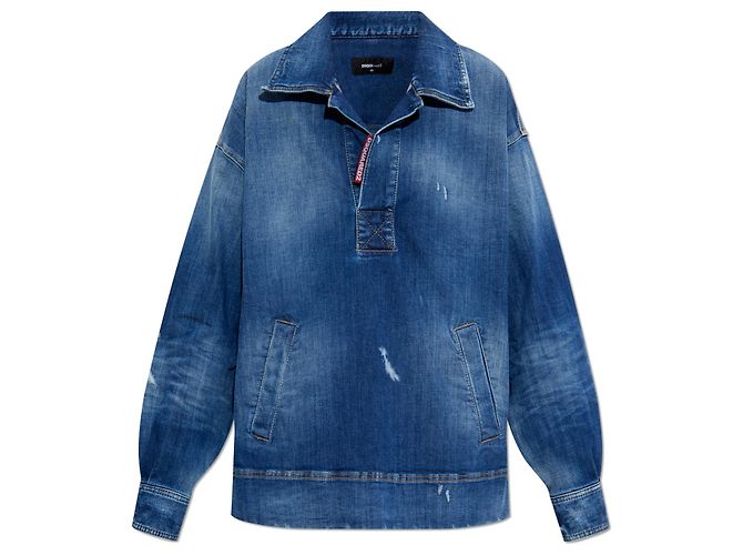 Top de ganga azul com meio zíper Dsquared2