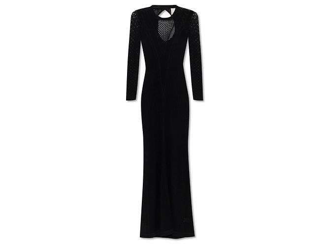 Isabel Marant Florie Maxi Kleid Schwarz Openwork Strick