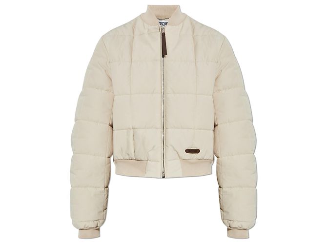 Moschino white cream padded bomber jacket