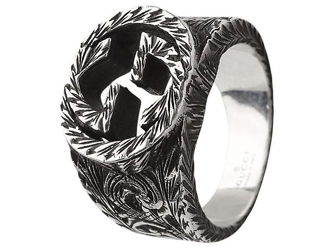 Gucci Interlocking Ring Silver Size
