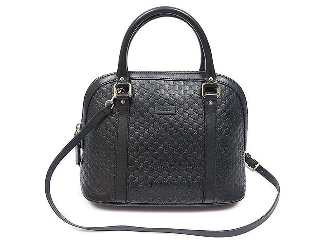 Gucci Black Microsima Leather Dome Medium