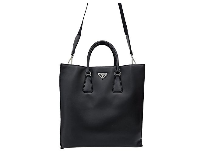 Tote Prada Sac cabas en cuir avec logo triangle