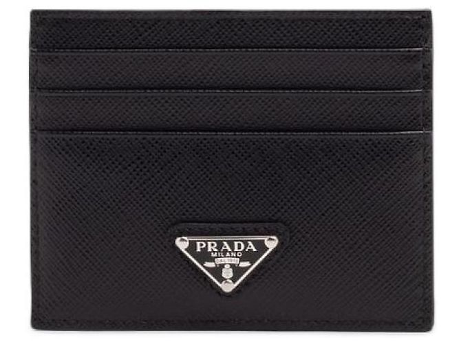 Prada Saffiano Triangle Card Wallet