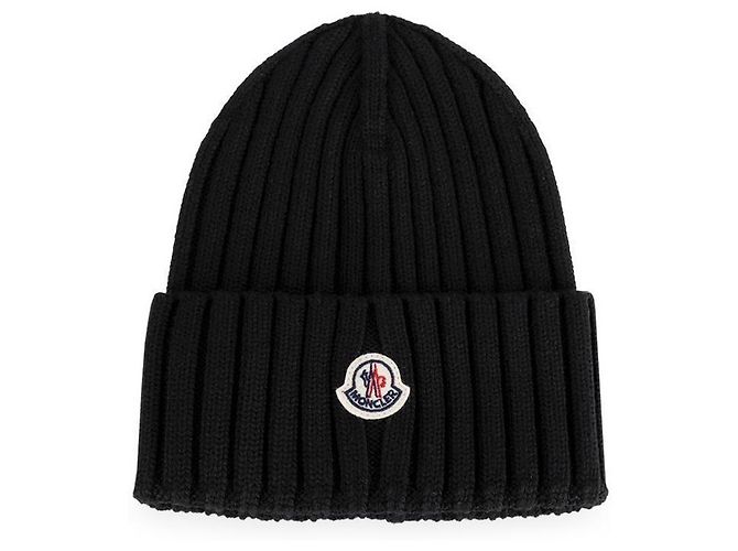 Moncler Strickmütze mit Logo-Patch
