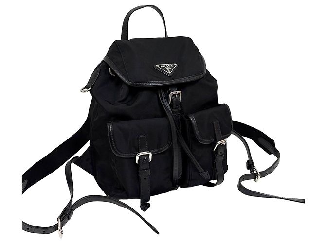 Prada Mochila de nailon con logotipo triangular Small Black