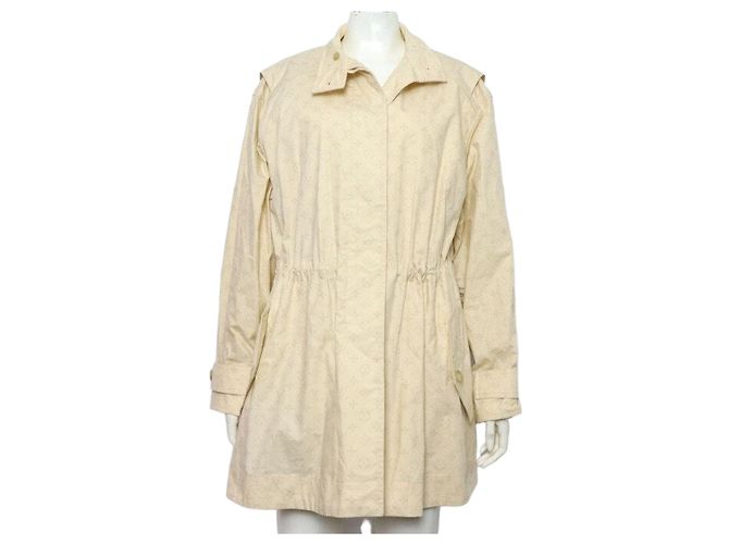 Louis Vuitton Beige Monogram Nylon Oversized String Long Parka Women's Jacket