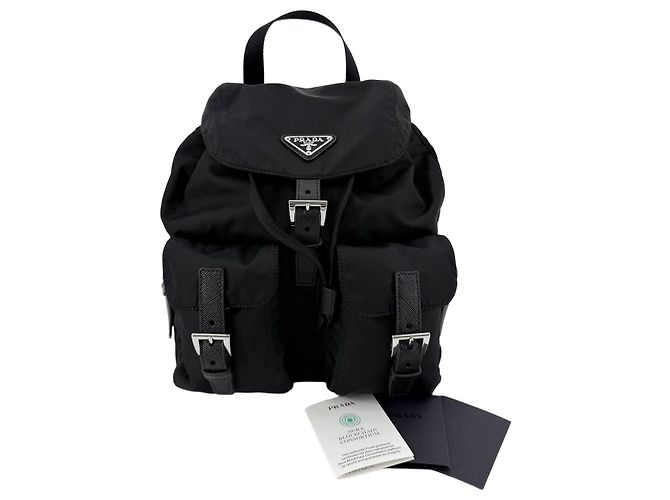 Prada Re-Nylon Triangle Logo Backpack Black