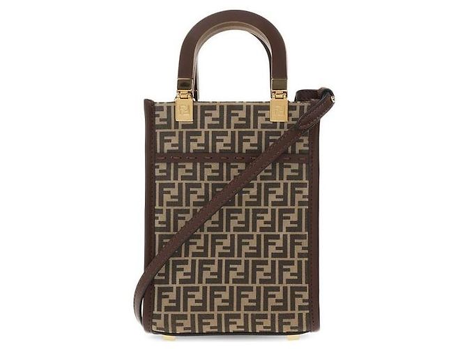 Fendi Sunshine Logo Suede Mini Crossbody Bag Brown AFIS