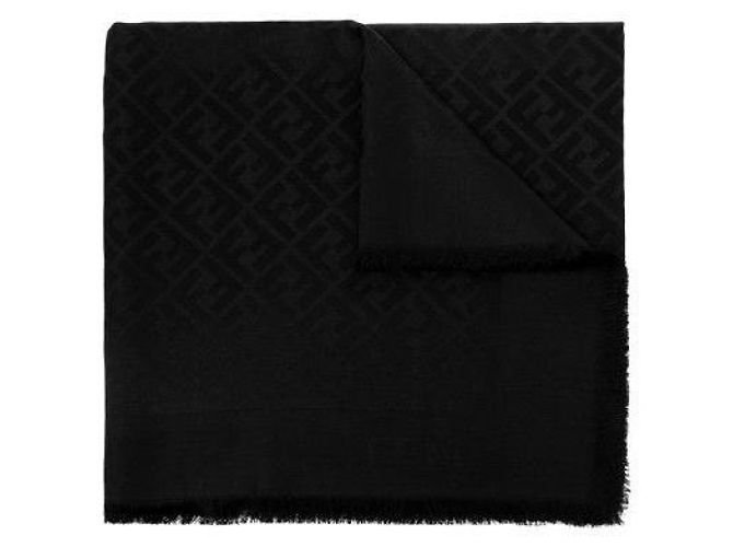 Fendi Sciarpa in misto lana e seta Nero