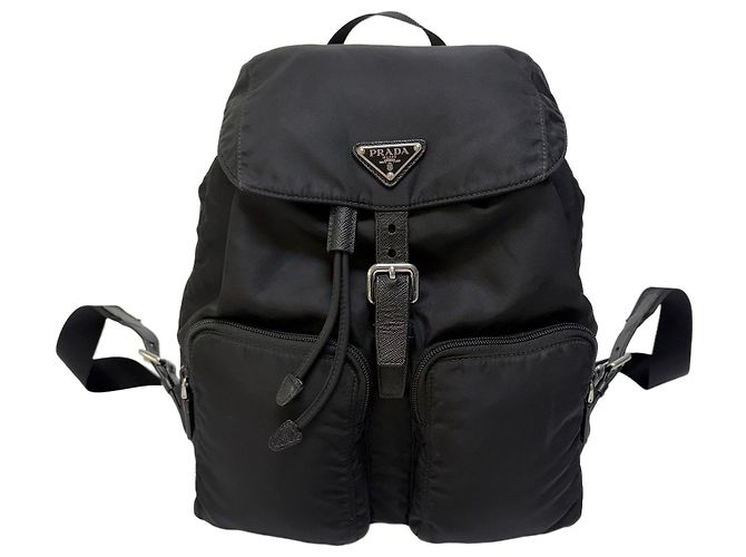Prada Nylon Two Pocket Backpack Black Medium Unisex (High Grade,