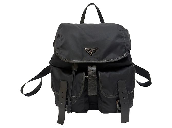 Prada Nylon Two Pocket Backpack Black Medium
