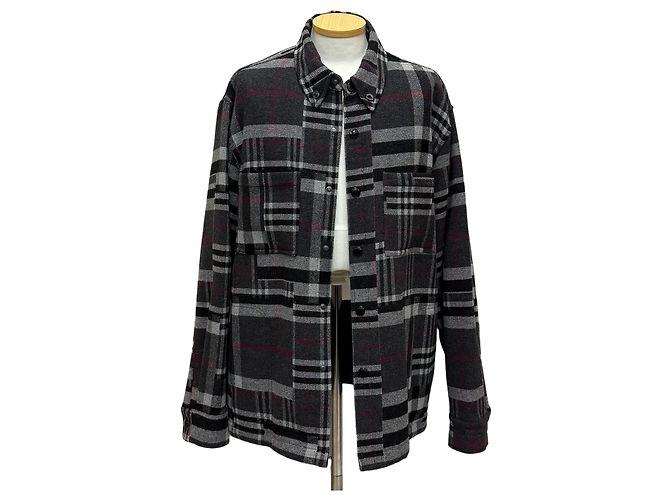 Burberry Giacca sovracamicia in lana a quadri patchwork
