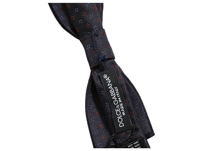 Dolce & Gabbana Dark Blue Diamond Pattern Adjustable Neck Papillon Bow Tie