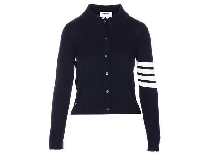 Thom Browne 4-Bar Stripe Baumwollhemd Navy