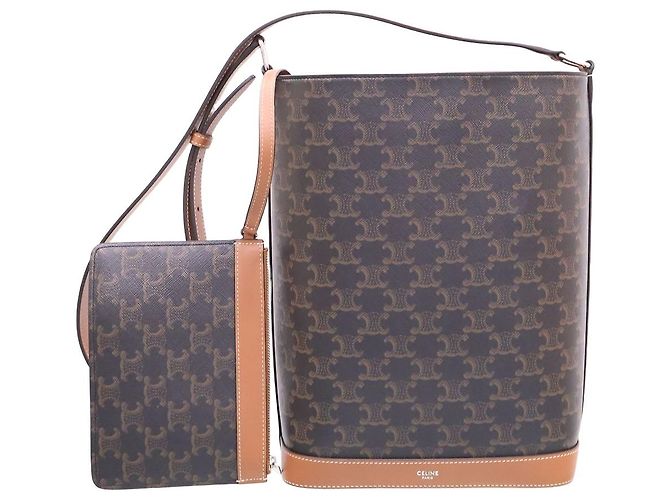 Céline Borsa a secchiello a tracolla in tela e vitello