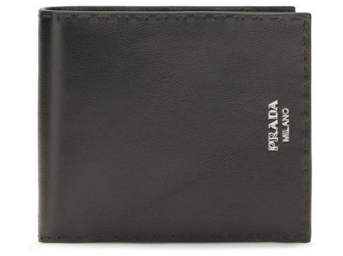 Prada Black Calf Leather Bos Taurus Wallet